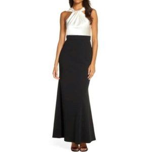 ELIZA J Twist Front Satin Bodice Trumpet Gown Size 2